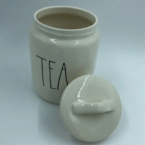 ‼️SALE‼️✨HP✨RAE DUNN ‘Tea’ Canister, Large, Ceramic, Flat Top, Long Letter - Picture 6 of 9